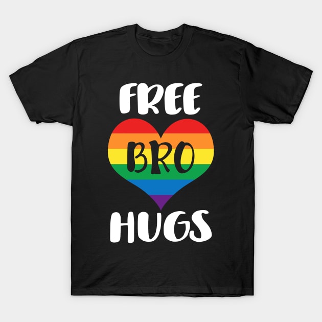 Free Bro Hugs - White Text T-Shirt by SandiTyche